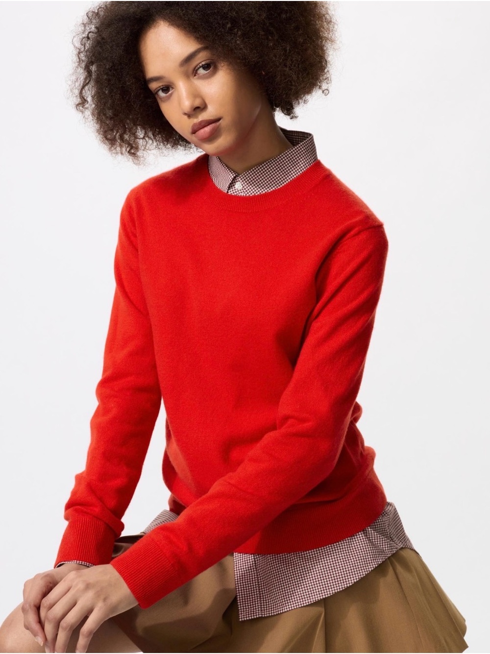 UNIQLO 100% Cashmere Crew Neck Sweater Red M NWT